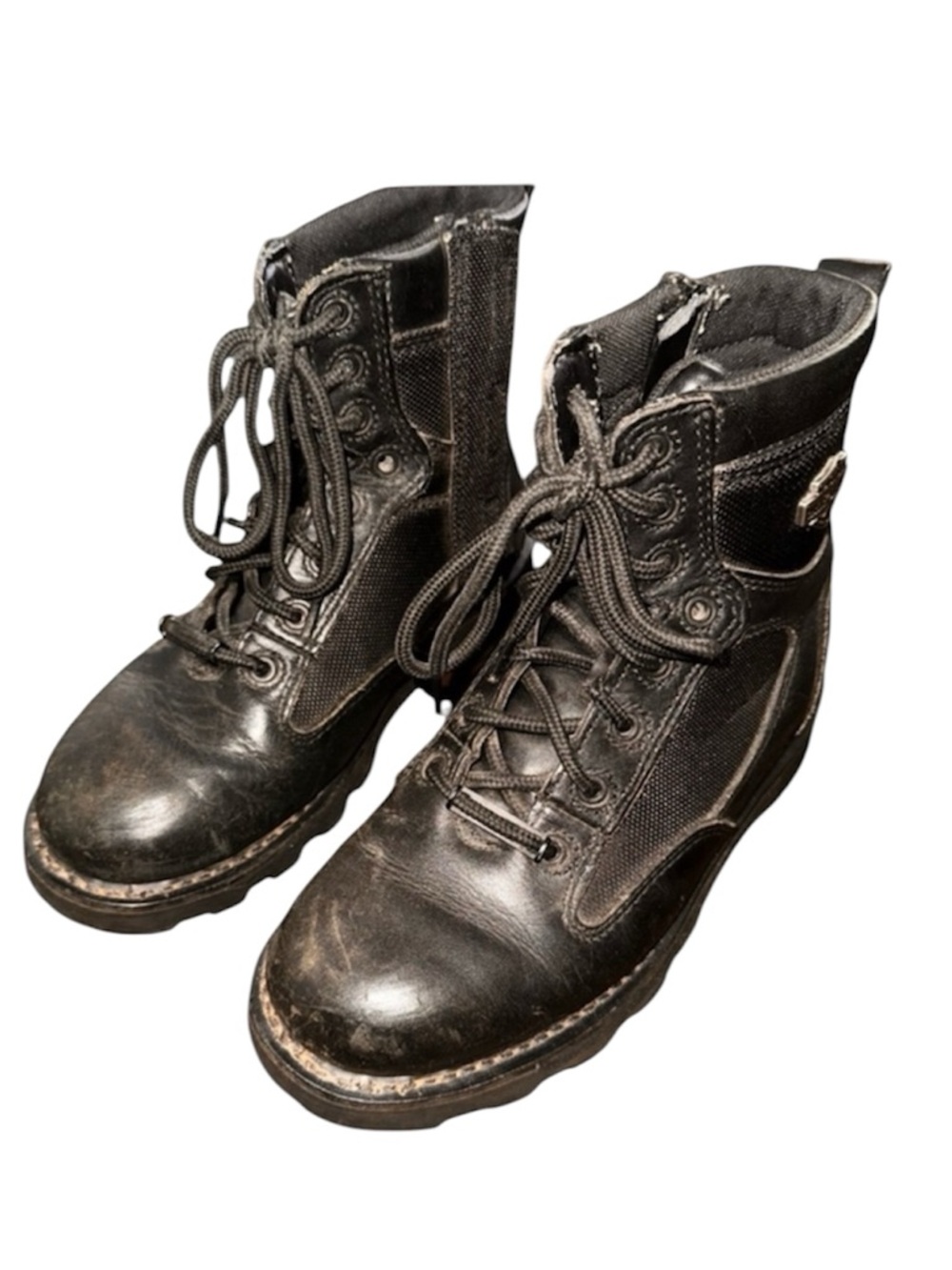 Harley Davidson Leather Lace Up Moto Combat Biker Boots Unisex Black Size 7